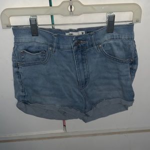 light blue jean shorts